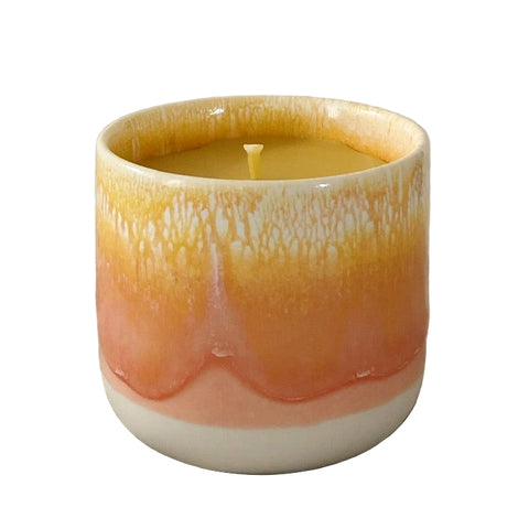 Beeswax Candle Sip Cup Pink + Yellow