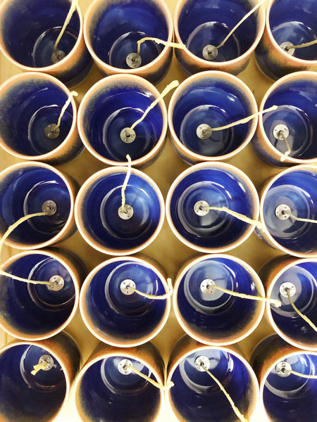 Beeswax Candle Sip Cup Red + Blue